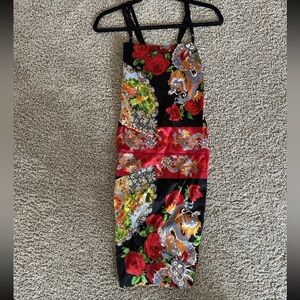 Rare✨Vintage Dolce & Gabbana Silk Dragon & Rose Corset Dress